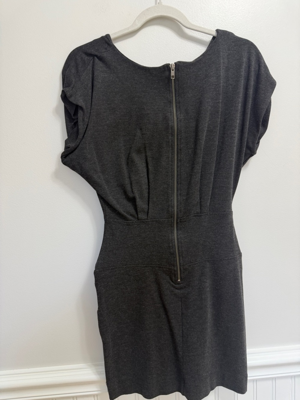 French Connection Black V-Neck Mini Dress with Zip Detail Size 4 - Picture 5 of 5